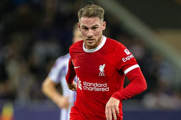 TOULOUSE, FRANCE - Thursday, November 9, 2023: Liverpool's Alexis Mac Allister during the UEFA Europa League Group E match-day 4 game between Toulouse FC and Liverpool FC at the Stadium de Toulouse. (Photo by David Rawcliffe/Propaganda)