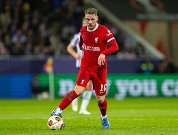 TOULOUSE, FRANCE - Thursday, November 9, 2023: Liverpool's Alexis Mac Allister during the UEFA Europa League Group E match-day 4 game between Toulouse FC and Liverpool FC at the Stadium de Toulouse. (Photo by David Rawcliffe/Propaganda)