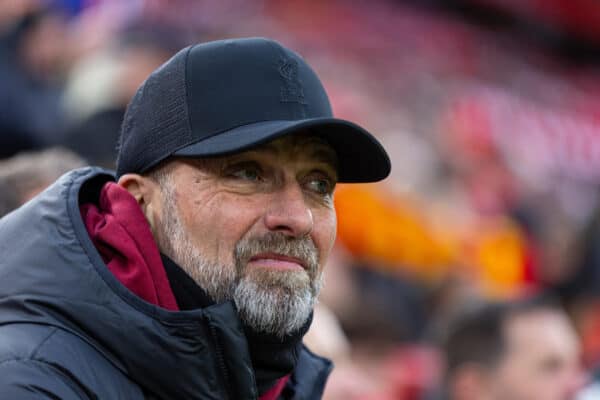 LIVERPOOL, ENGLAND - Saturday, November 11, 2023: Liverpool's manager Jürgen Klopp during the FA Premier League match between Liverpool FC and Brentford FC at Anfield. (Photo by David Rawcliffe/Propaganda)