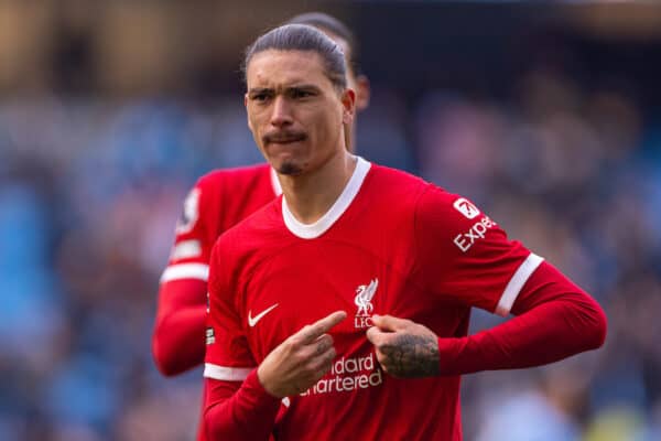 MANCHESTER, ENGLAND - Saturday, November 25, 2023: Liverpool's Darwin Núñez after the FA Premier League match between Manchester City FC and Liverpool FC at the City of Manchester Stadium. (Photo by David Rawcliffe/Propaganda)