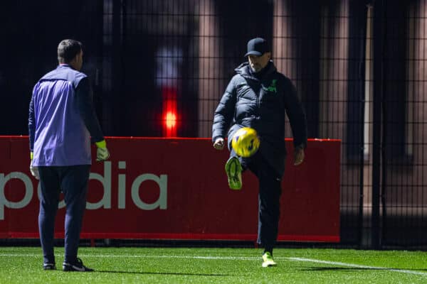 LIVERPOOL, ENGLAND - Wednesday, November 29, 2023: Liverpool's manager Jürgen Klopp during a training session at the AXA Training Centre ahead of the UEFA Europa League Group E match between Liverpool FC and LASK. (Photo by David Rawcliffe/Propaganda)