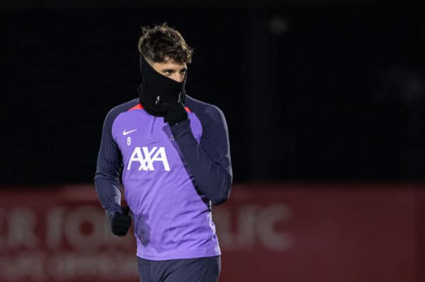 LIVERPOOL, ENGLAND - Wednesday, November 29, 2023: Liverpool's Dominik Szoboszlai during a training session at the AXA Training Centre ahead of the UEFA Europa League Group E match between Liverpool FC and LASK. (Photo by David Rawcliffe/Propaganda)