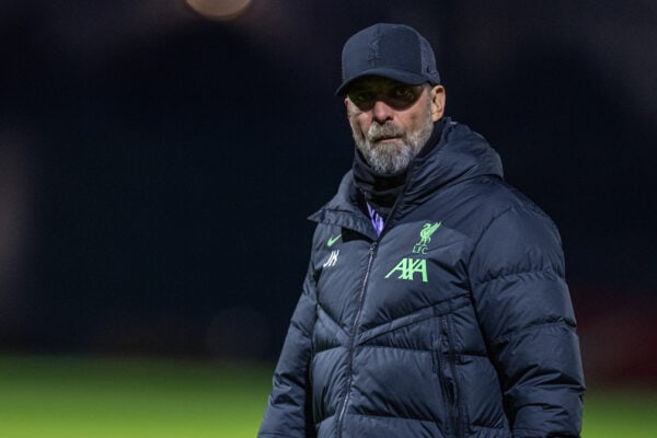 LIVERPOOL, ENGLAND - Wednesday, November 29, 2023: Liverpool's manager Jürgen Klopp during a training session at the AXA Training Centre ahead of the UEFA Europa League Group E match between Liverpool FC and LASK. (Photo by David Rawcliffe/Propaganda)