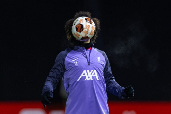 LIVERPOOL, ENGLAND - Wednesday, November 29, 2023: Liverpool's Mohamed Salah during a training session at the AXA Training Centre ahead of the UEFA Europa League Group E match between Liverpool FC and LASK. (Photo by David Rawcliffe/Propaganda)