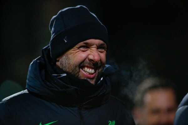 BRADFORD, ENGLAND - Tuesday, December 5, 2023: Liverpool's manager Barry Lewtas during the English Football League Trophy Round of 32 match between Bradford City AFC and Liverpool FC Under-21's at Valley Parade. (Photo by Ed Sykes/Propaganda)