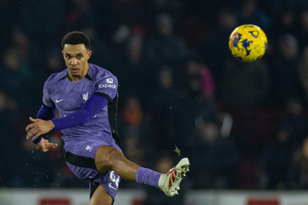 SHEFFIELD, ENGLAND - Wednesday, December 6, 2023: Liverpool's Trent Alexander-Arnold during the FA Premier League match between Sheffield United FC and Liverpool FC at Bramall Lane. (Photo by David Rawcliffe/Propaganda)