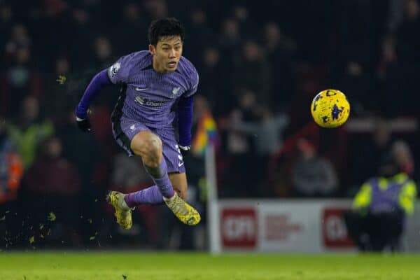 SHEFFIELD, ENGLAND - Wednesday, December 6, 2023: Liverpool's Wataru Endo during the FA Premier League match between Sheffield United FC and Liverpool FC at Bramall Lane. (Photo by David Rawcliffe/Propaganda)