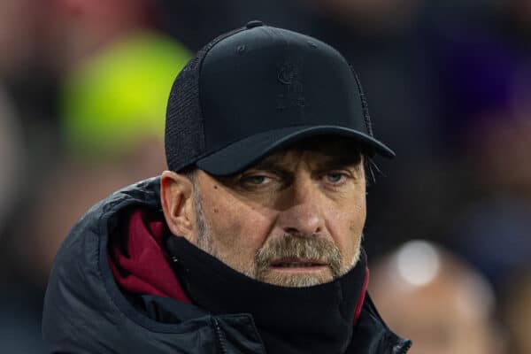 SHEFFIELD, ENGLAND - Wednesday, December 6, 2023: Liverpool's manager Jürgen Klopp during the FA Premier League match between Sheffield United FC and Liverpool FC at Bramall Lane. (Photo by David Rawcliffe/Propaganda)