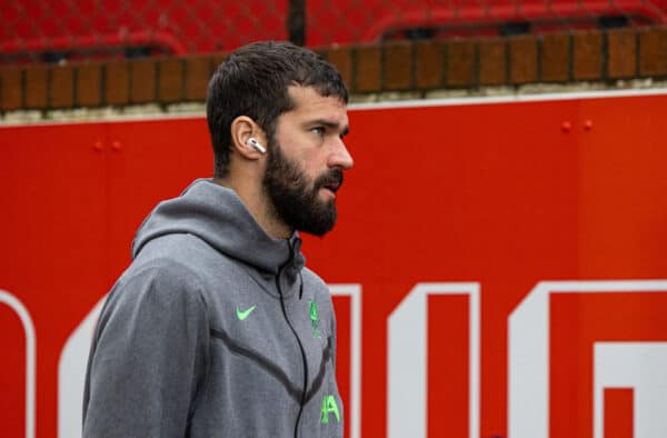 LONDON, ENGLAND - Saturday, December 9, 2023: Liverpool's goalkeeper Alisson Becker arrives before the FA Premier League match between Crystal Palace FC and Liverpool FC at Selhurst Park. (Photo by David Rawcliffe/Propaganda)