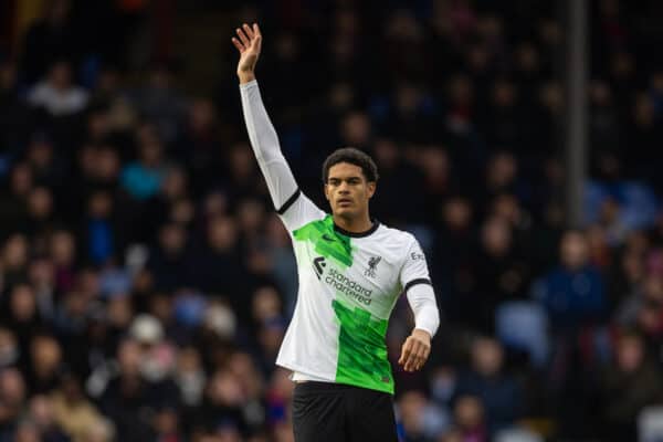 LONDON, ENGLAND - Saturday, December 9, 2023: Liverpool's Jarell Quansah during the FA Premier League match between Crystal Palace FC and Liverpool FC at Selhurst Park. (Photo by David Rawcliffe/Propaganda)