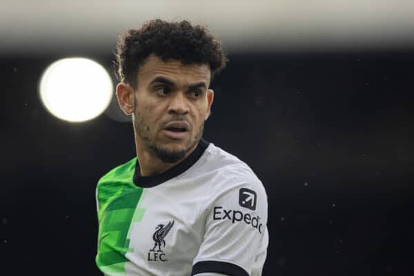 LONDON, ENGLAND - Saturday, December 9, 2023: Liverpool's Luis Díaz during the FA Premier League match between Crystal Palace FC and Liverpool FC at Selhurst Park. (Photo by David Rawcliffe/Propaganda)