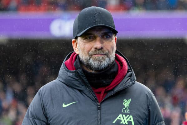 LONDON, ENGLAND - Saturday, December 9, 2023: Liverpool's manager Jürgen Klopp before the FA Premier League match between Crystal Palace FC and Liverpool FC at Selhurst Park. (Photo by David Rawcliffe/Propaganda)