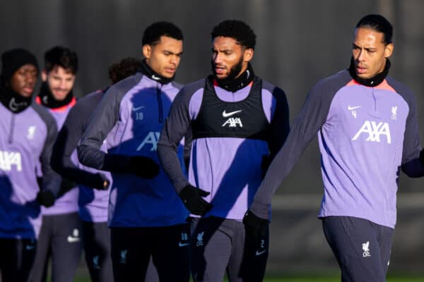 LIVERPOOL, ENGLAND - Wednesday, December 13, 2023: Liverpool's captain Virgil van Dijk during a training session at the AXA Training Centre ahead of the UEFA Europa League Group E match between Royale Union Saint-Gilloise and Liverpool FC. (Photo by Jessica Hornby/Propaganda)