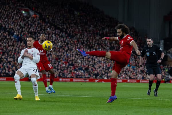 LIVERPOOL, ENGLAND - Sunday, December 17, 2023: Liverpool's Mohamed Salah during the FA Premier League match between Liverpool FC and Manchester United FC at Anfield. (Photo by David Rawcliffe/Propaganda)