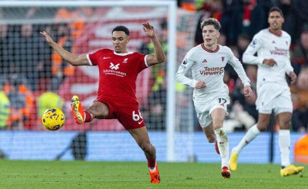 LIVERPOOL, ENGLAND - Sunday, December 17, 2023: Liverpool's Trent Alexander-Arnold during the FA Premier League match between Liverpool FC and Manchester United FC at Anfield. (Photo by David Rawcliffe/Propaganda)
