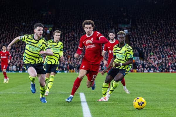 LIVERPOOL, ENGLAND - Saturday, December 23, 2023: Liverpool's Curtis Jones during the FA Premier League match between Liverpool FC and Arsenal FC at Anfield. (Photo by David Rawcliffe/Propaganda)