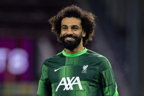 BURNLEY, ENGLAND - Tuesday, December 26, 2023: Liverpool's Mohamed Salah during the pre-match warm-up before the FA Premier League match between Burnley FC and Liverpool FC at Turf Moor. (Photo by David Rawcliffe/Propaganda)