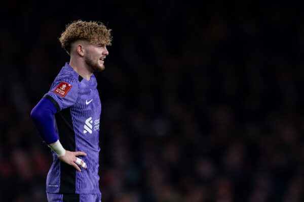 LONDON, ENGLAND - Sunday, January 7, 2024: Liverpool's Harvey Elliott during the FA Cup 3rd Round match between Arsenal FC and Liverpool FC at the Emirates Stadium. (Photo by David Rawcliffe/Propaganda)