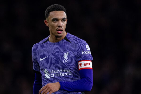 LONDON, ENGLAND - Sunday, January 7, 2024: Liverpool's Trent Alexander-Arnold during the FA Cup 3rd Round match between Arsenal FC and Liverpool FC at the Emirates Stadium. (Photo by David Rawcliffe/Propaganda)