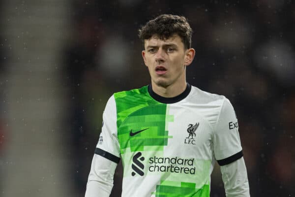 BOURNEMOUTH, ENGLAND - Sunday, January 21, 2024: Liverpool's Owen Beck during the FA Premier League match between AFC Bournemouth and Liverpool FC at Dean Court. (Photo by David Rawcliffe/Propaganda)