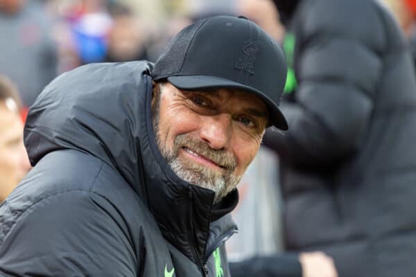 LIVERPOOL, ENGLAND - Sunday, January 28, 2024: Liverpool's manager Jürgen Klopp before the FA Cup 4th Round match between Liverpool FC and Norwich City FC at Anfield. (Photo by David Rawcliffe/Propaganda)