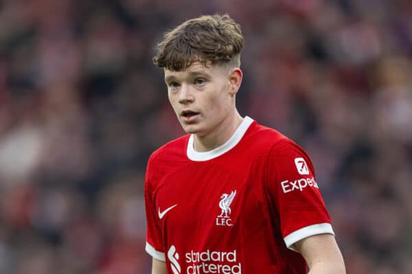 LIVERPOOL, ENGLAND - Sunday, January 28, 2024: Liverpool's James McConnell during the FA Cup 4th Round match between Liverpool FC and Norwich City FC at Anfield. (Photo by David Rawcliffe/Propaganda)