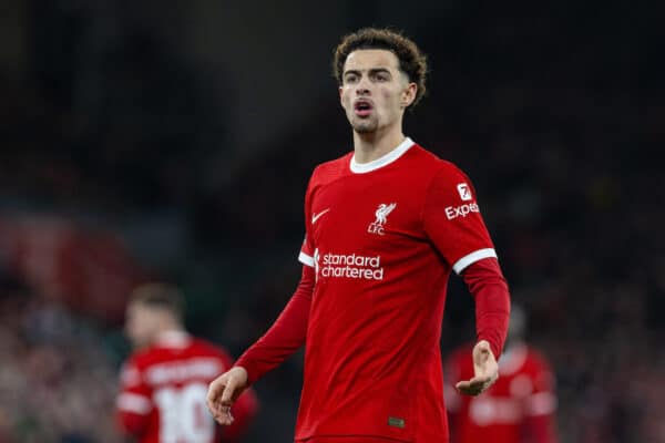 LIVERPOOL, ENGLAND - Wednesday, January 31, 2024: Liverpool's Curtis Jones during the FA Premier League match between Liverpool FC and Chelsea FC at Anfield. (Photo by David Rawcliffe/Propaganda)