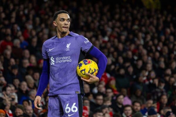 LONDON, ENGLAND - Sunday, February 4, 2024: Liverpool's Trent Alexander-Arnold during the FA Premier League match between Arsenal FC and Liverpool FC at the Emirates Stadium. (Photo by David Rawcliffe/Propaganda)