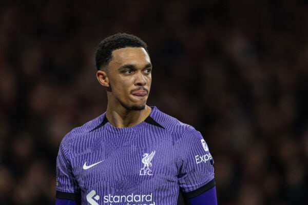 LONDON, ENGLAND - Sunday, February 4, 2024: Liverpool's Trent Alexander-Arnold during the FA Premier League match between Arsenal FC and Liverpool FC at the Emirates Stadium. (Photo by David Rawcliffe/Propaganda)