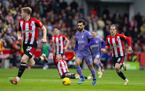 LONDON, ENGLAND - Saturday, February 17, 2024: Liverpool's Mohamed Salah during the FA Premier League match between Brentford FC and Liverpool FC at the Brentford Community Stadium. (Photo by David Rawcliffe/Propaganda)