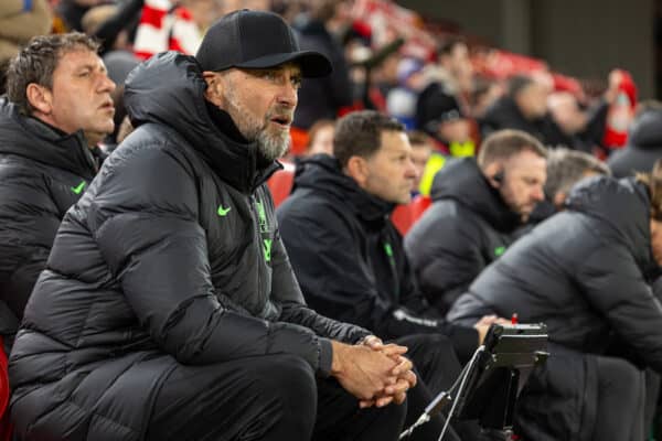 LIVERPOOL, ENGLAND - Wednesday, February 21, 2024: Liverpool's manager Jürgen Klopp before the FA Premier League match between Liverpool FC and Luton Town FC at Anfield. (Photo by David Rawcliffe/Propaganda)