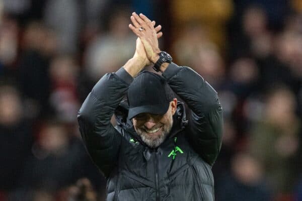 LIVERPOOL, ENGLAND - Wednesday, February 28, 2024: Liverpool's manager Jürgen Klopp during the FA Cup 5th Round match between Liverpool FC and Southampton FC at Anfield. (Photo by David Rawcliffe/Propaganda)