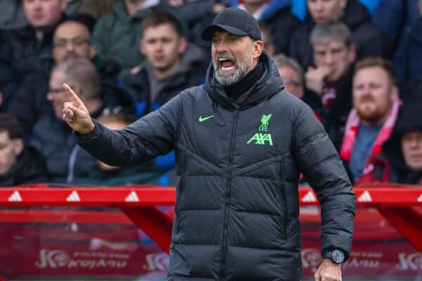 NOTTINGHAM, ENGLAND - Saturday, March 2, 2024: Liverpool's manager Jürgen Klopp during the FA Premier League match between Nottingham Forest FC and Liverpool FC at the City Ground. (Photo by David Rawcliffe/Propaganda)