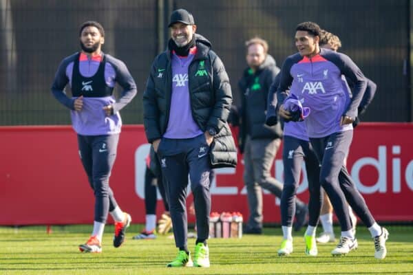 LIVERPOOL, ENGLAND - Wednesday, March 6, 2024: Liverpool's manager Jürgen Klopp during a training session at the AXA Training Centre ahead of the UEFA Europa League Round of 16 1st Leg match between AC Sparta Prague and Liverpool FC. (Photo by Jessica Hornby/Propaganda)