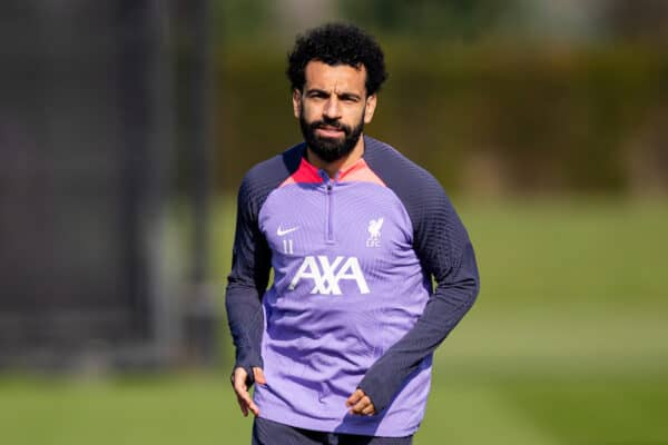 LIVERPOOL, ENGLAND - Wednesday, March 6, 2024: Liverpool's Mohamed Salah during a training session at the AXA Training Centre ahead of the UEFA Europa League Round of 16 1st Leg match between AC Sparta Prague and Liverpool FC. (Photo by Jessica Hornby/Propaganda)