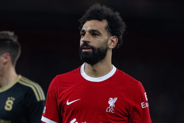 LIVERPOOL, ENGLAND - Thursday, March 14, 2024: Liverpool's Mohamed Salah during the UEFA Europa League Round of 16 2nd Leg match between Liverpool FC and AC Sparta Praha at Anfield. (Photo by David Rawcliffe/Propaganda)