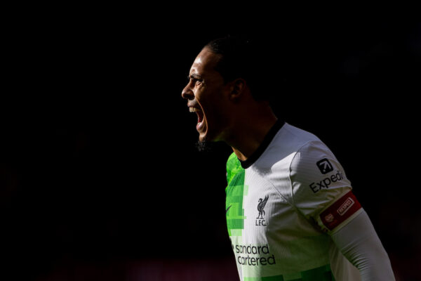 MANCHESTER, ENGLAND - Sunday, March 17, 2024: Liverpool's captain Virgil van Dijk during the FA Cup Quarter-Final match between Manchester United FC and Liverpool FC at Old Trafford. (Photo by David Rawcliffe/Propaganda)