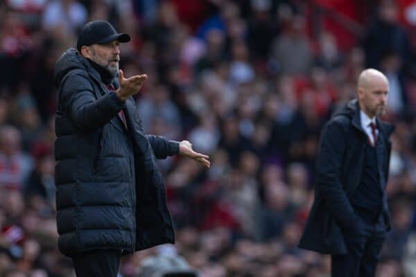 MANCHESTER, ENGLAND - Sunday, March 17, 2024: Liverpool's manager Jürgen Klopp during the FA Cup Quarter-Final match between Manchester United FC and Liverpool FC at Old Trafford. (Photo by David Rawcliffe/Propaganda)