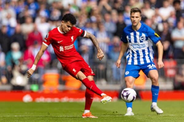 LIVERPOOL, ENGLAND - Sunday, March 31, 2024: Liverpool's Luis Díaz during the FA Premier League match between Liverpool FC and Brighton & Hove Albion FC at Anfield. (Photo by David Rawcliffe/Propaganda)