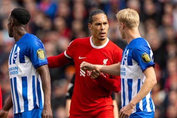 LIVERPOOL, ENGLAND - Sunday, March 31, 2024: Liverpool's captain Virgil van Dijk during the FA Premier League match between Liverpool FC and Brighton & Hove Albion FC at Anfield. (Photo by David Rawcliffe/Propaganda)