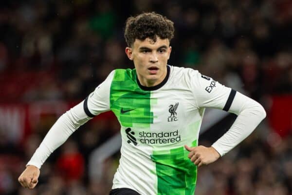 LONDON, ENGLAND - Friday, February 25, 2022: Liverpool's substitute Stefan Bajcetic during the Premier League 2 Division 1 match between Arsenal FC Under-23's and Liverpool FC Under-23's at Meadow Park. (Pic by David Rawcliffe/Propaganda)