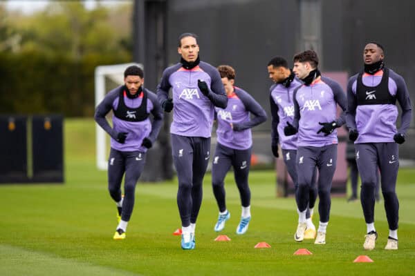 LIVERPOOL, ENGLAND - Wednesday, April 17, 2024: Liverpool's captain Virgil van Dijk during a training session at the AXA Training Centre ahead of the UEFA Europa League Quarter-Final 2nd Leg match between BC Atalanda and Liverpool FC. (Photo by Jessica Hornby/Propaganda)