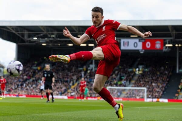  Liverpool's Diogo Jota during the FA Premier League match between Fulham FC and Liverpool FC at Craven Cottage. (Photo by David Rawcliffe/Propaganda)