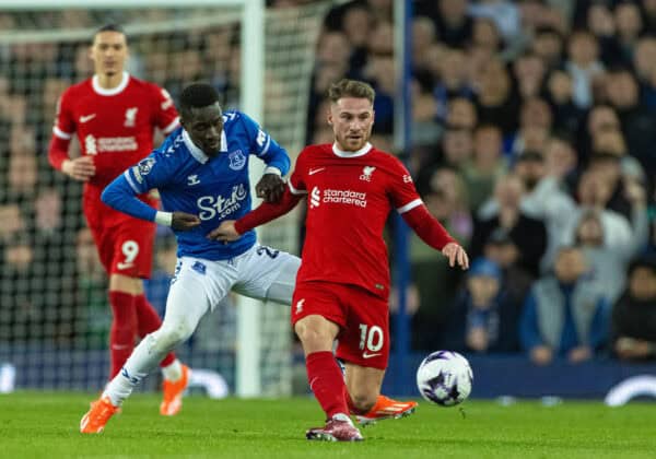 LIVERPOOL, ENGLAND - Wednesday, April 24, 2024: Liverpool's Alexis Mac Allister during the FA Premier League match between Everton FC and Liverpool FC, the 244th Merseyside Derby, at Goodison Park. (Photo by David Rawcliffe/Propaganda)