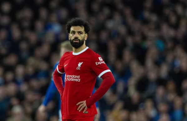 LIVERPOOL, ENGLAND - Wednesday, April 24, 2024: Liverpool's Mohamed Salah during the FA Premier League match between Everton FC and Liverpool FC, the 244th Merseyside Derby, at Goodison Park. (Photo by David Rawcliffe/Propaganda)