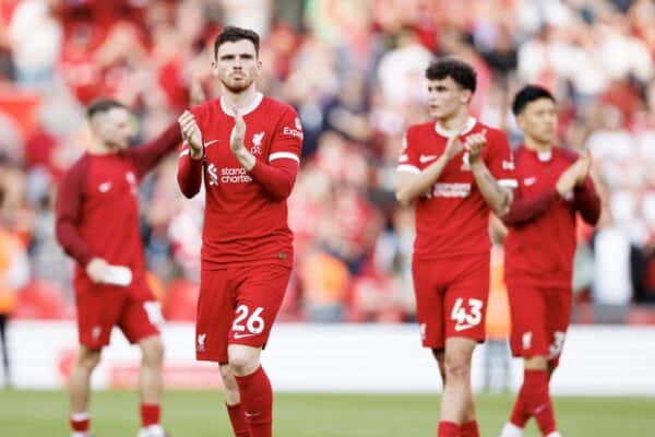 LIVERPOOL, ENGLAND - Sunday, May 5, 2024: Andrew Robertson of Liverpool after the FA Premier League match between Liverpool FC and Tottenham Hotspur FC at Anfield. (Photo by Ryan Brown/Propaganda)