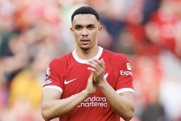 LIVERPOOL, ENGLAND – Sonntag, 5. Mai 2024: Trent Alexander-Arnold von Liverpool nach dem FA Premier League-Spiel zwischen Liverpool FC und Tottenham Hotspur FC in Anfield. (Foto von Ryan Brown/Propaganda)