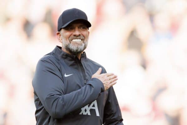 LIVERPOOL, ENGLAND - Sunday, May 5, 2024: Jurgen Klopp Manager of Liverpool celebrates after the FA Premier League match between Liverpool FC and Tottenham Hotspur FC at Anfield. (Photo by Ryan Brown/Propaganda)