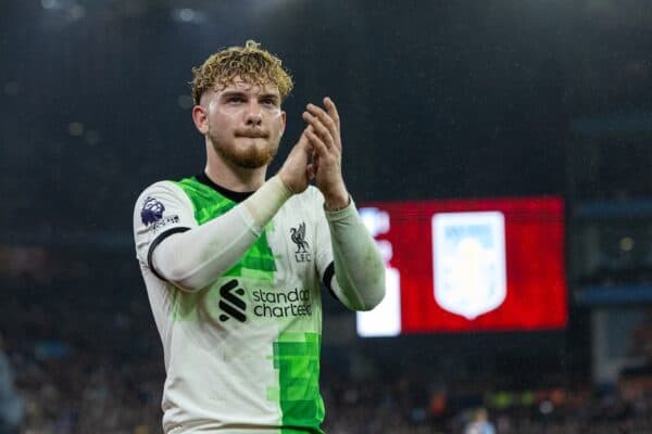 BIRMINGHAM, ENGLAND - Monday, May 13, 2024: Liverpool's Harvey Elliott applauds the supporters as he is substituted during the FA Premier League match between Aston Villa FC and Liverpool FC at Villa Park. (Photo by David Rawcliffe/Propaganda)
