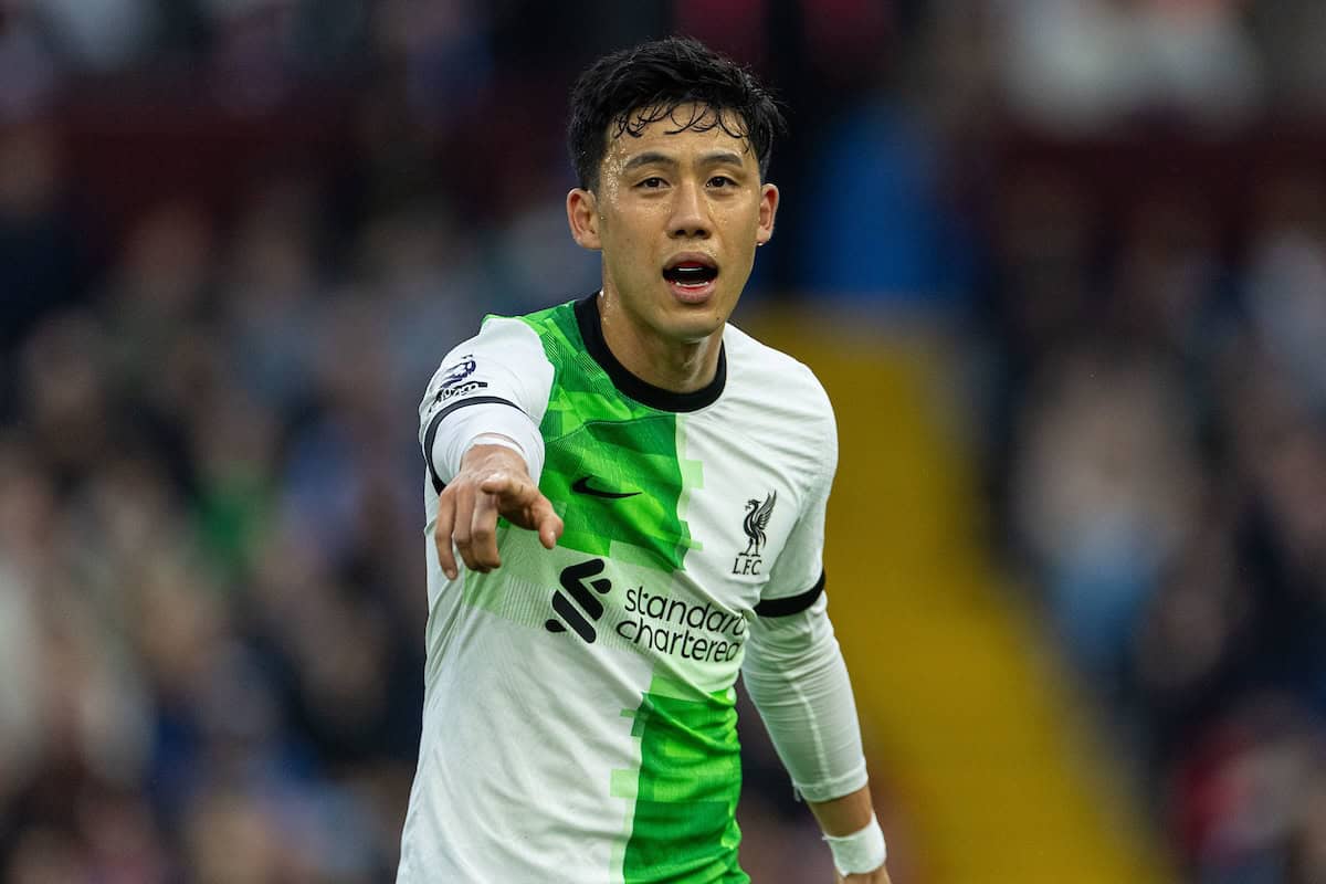 BIRMINGHAM, ENGLAND - Monday, May 13, 2024: Liverpool's Wataru Endo during the FA Premier League match between Aston Villa FC and Liverpool FC at Villa Park. (Photo by David Rawcliffe/Propaganda)